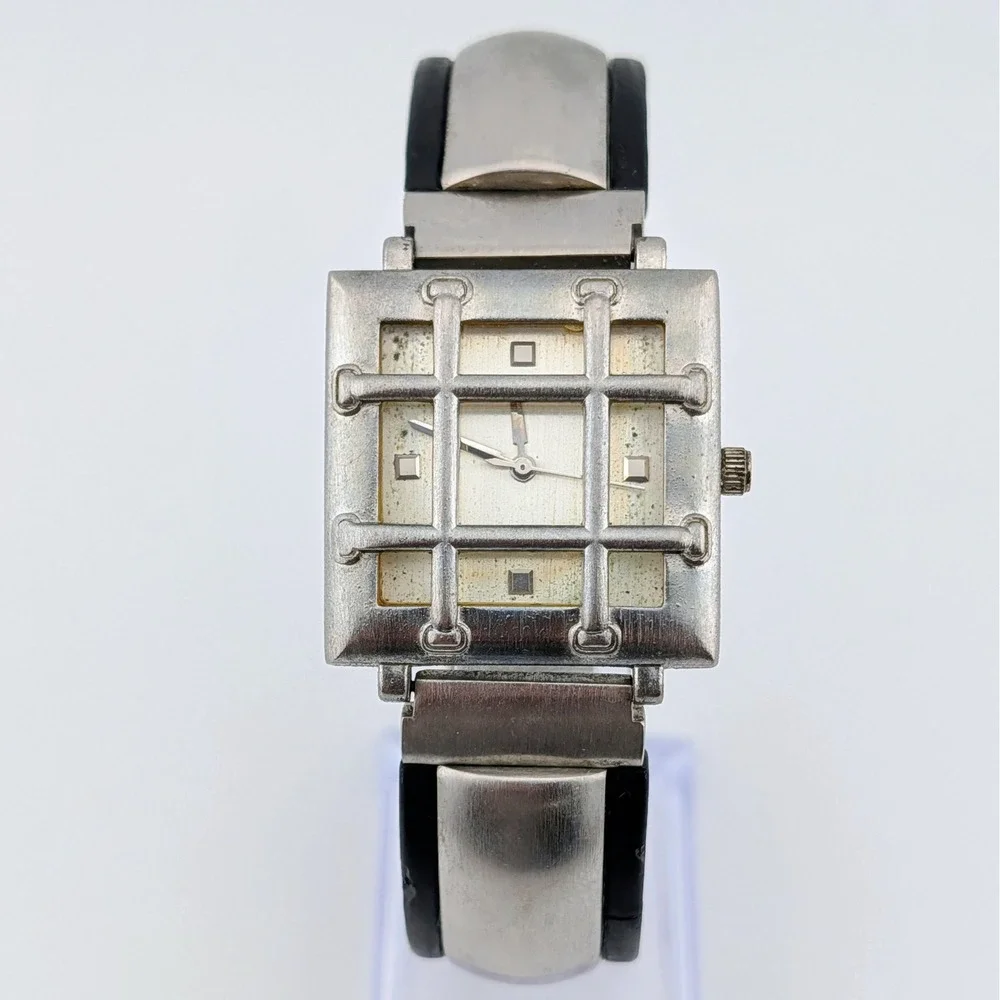 SPACE Y2K Industrial Cyberpunk Cage Dial Chunky Statement Watch 32mm 7.25